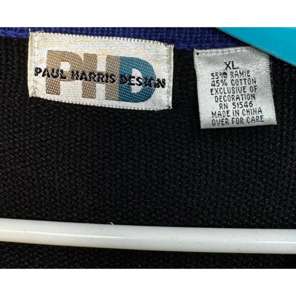 Paul Harris Cardigan Sweater XL Design Black Festive Patterns  Xmas Themed - Picture 13 of 14